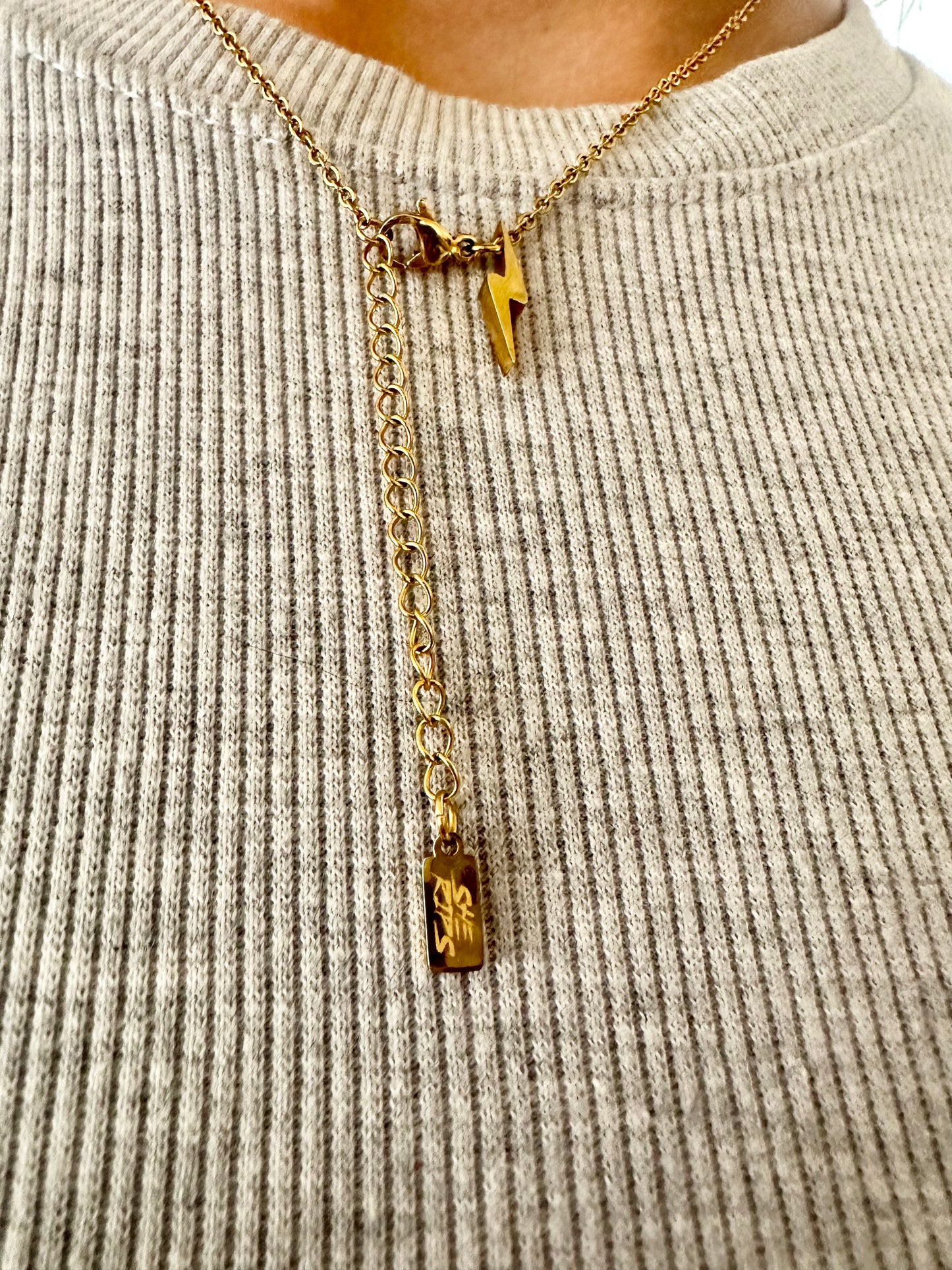 Gold lightning bolt necklace