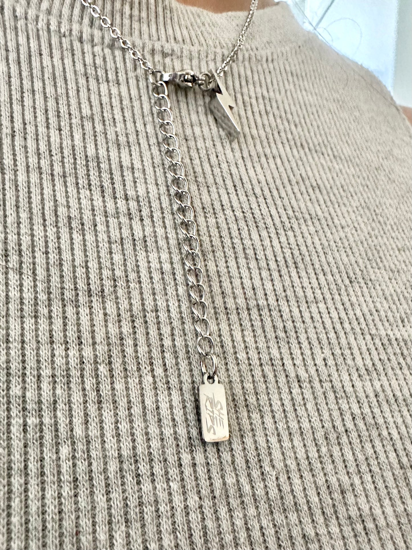 Silver lighting bolt necklace