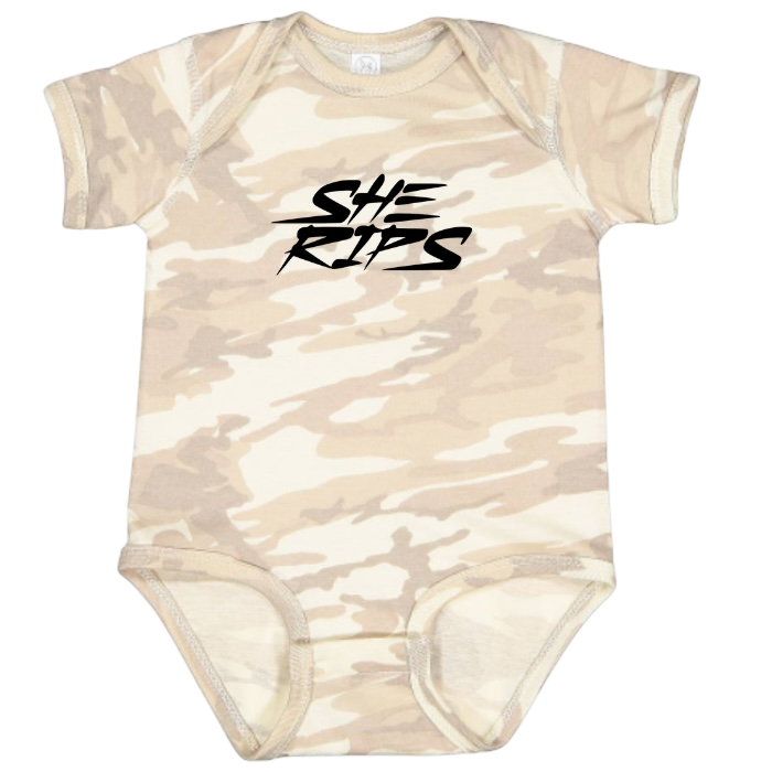 Natural camo onesie