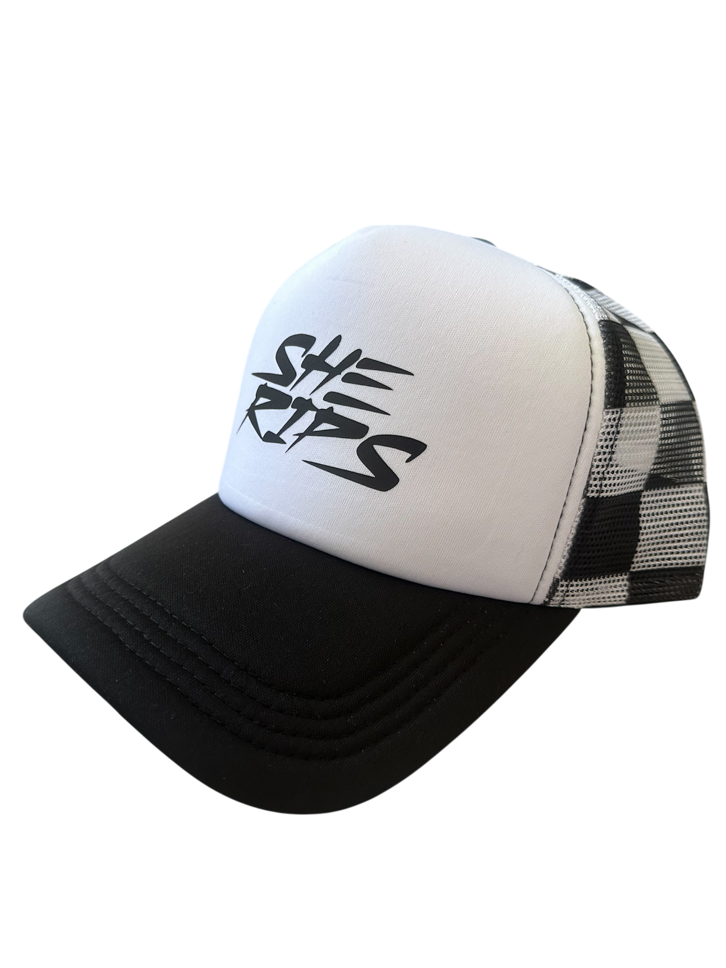 Black Checkered trucker hat