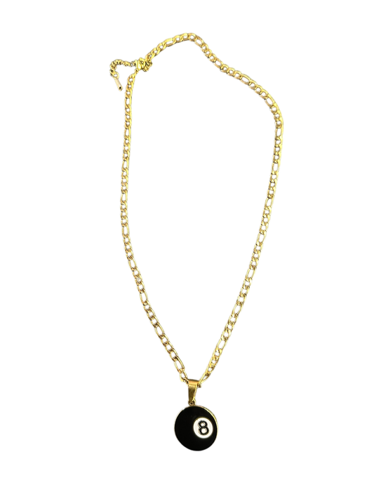 Gold 8 ball necklace