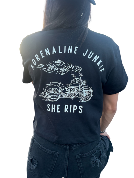 Adrenaline Junkie cropped tee