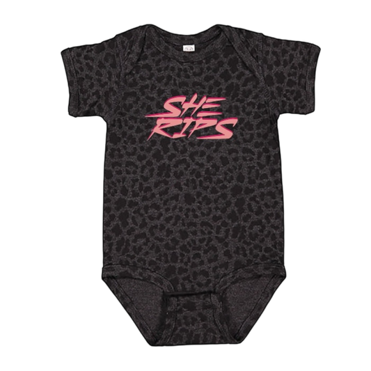 Black leopard onesie