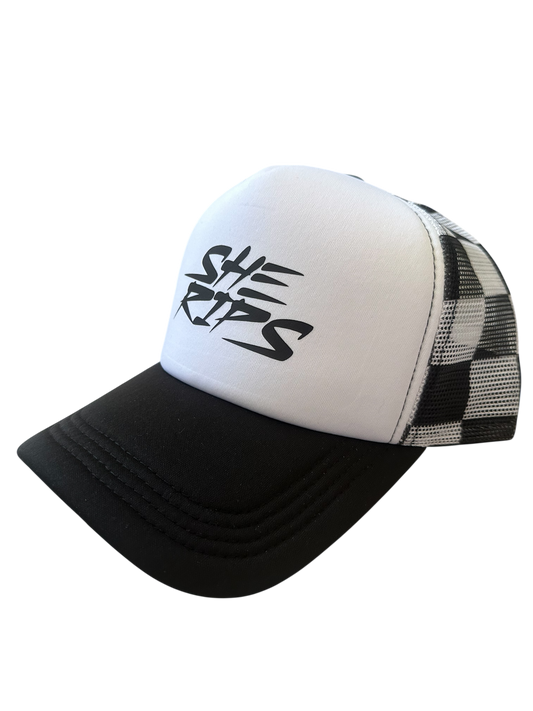 Black Checkered trucker hat