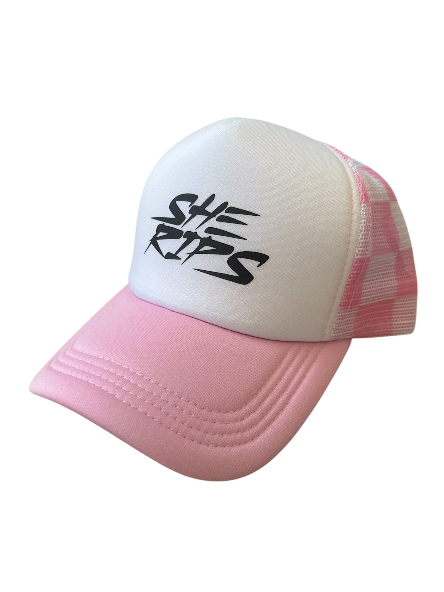 Pink Checkered trucker hat