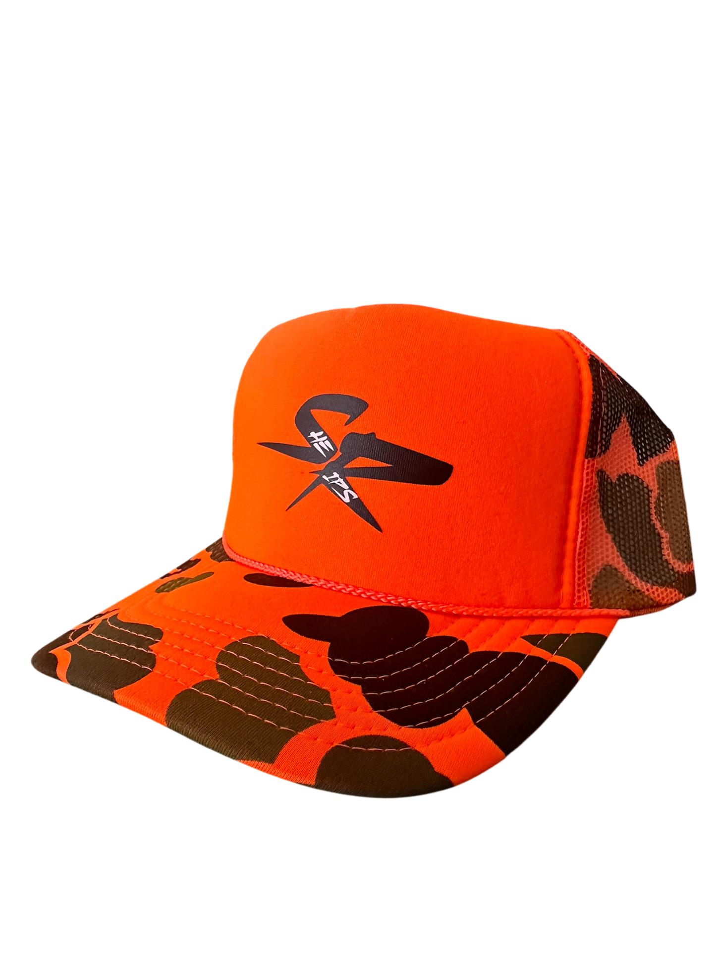 Orange Camo SR trucker hat