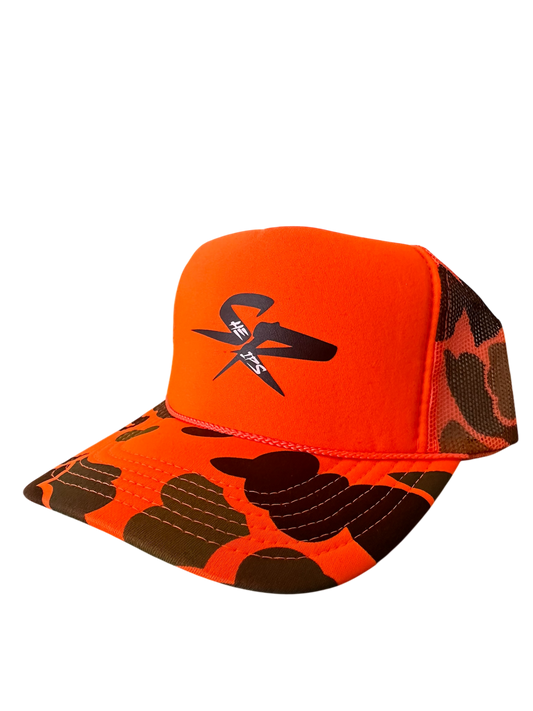 Orange Camo SR trucker hat